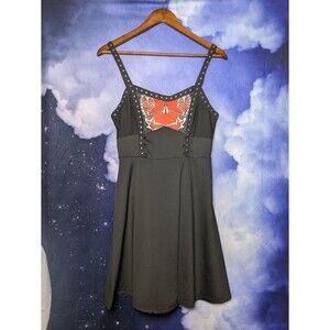 Black Goth Skeleton Ribcage Studded Tank Dress Size 6 Punk Rock Witchy Emo